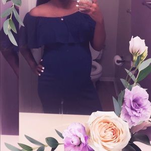 Strapless maternity ruffle dress